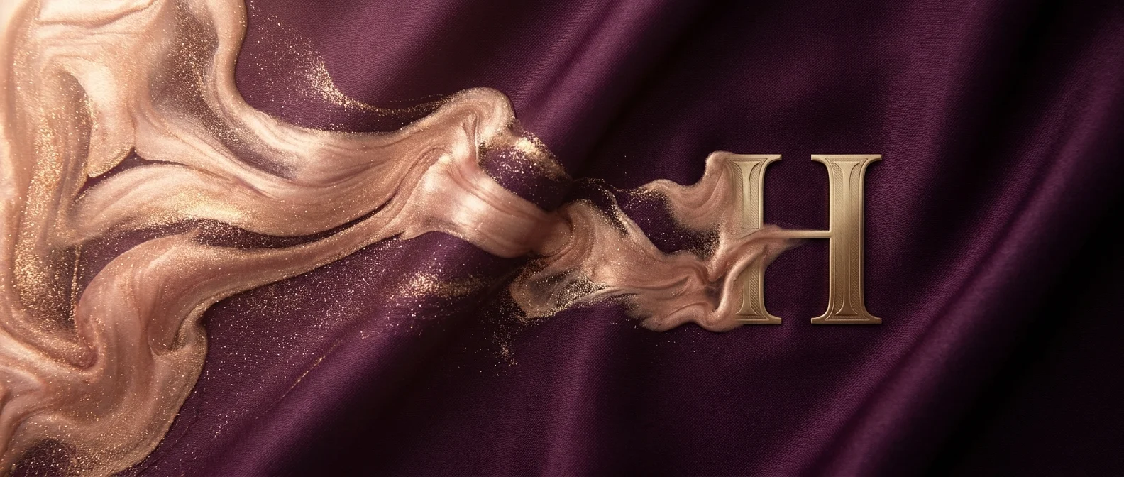 Harpreet Randhawa — deep plum silk monogram artwork